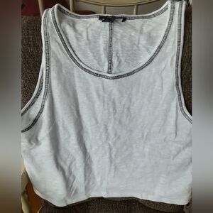 Forever 21 White Tank Top with Black Trim